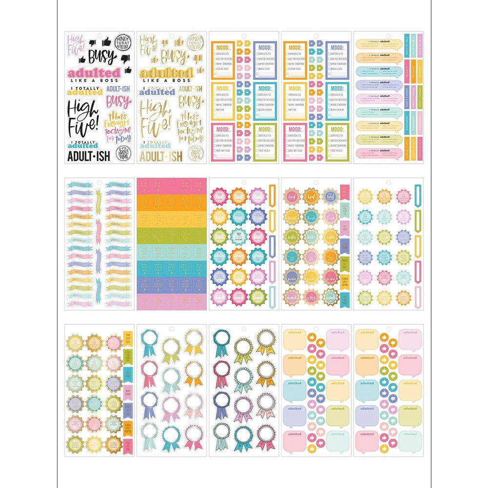 Inside pages of Happy Planner Classic Adulting Stickers Value Pack