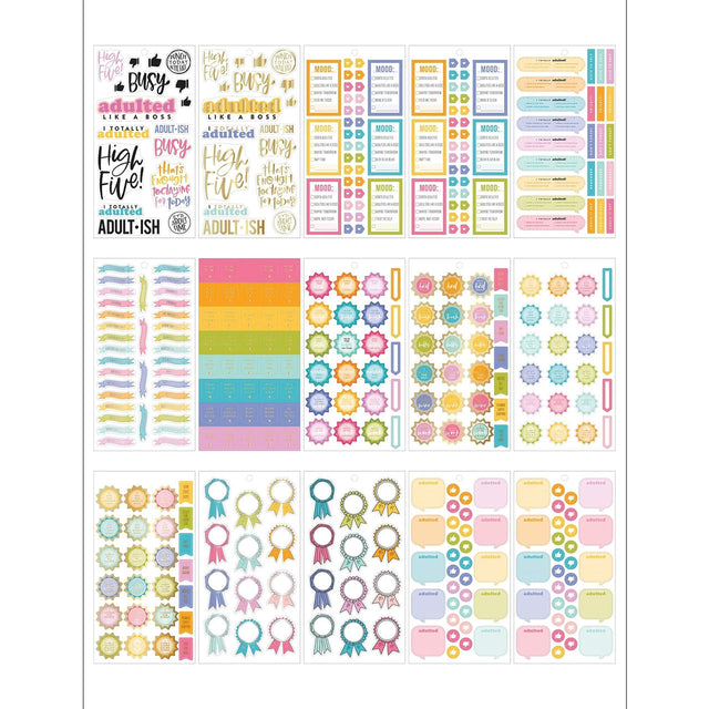 Inside pages of Happy Planner Classic Adulting Stickers Value Pack