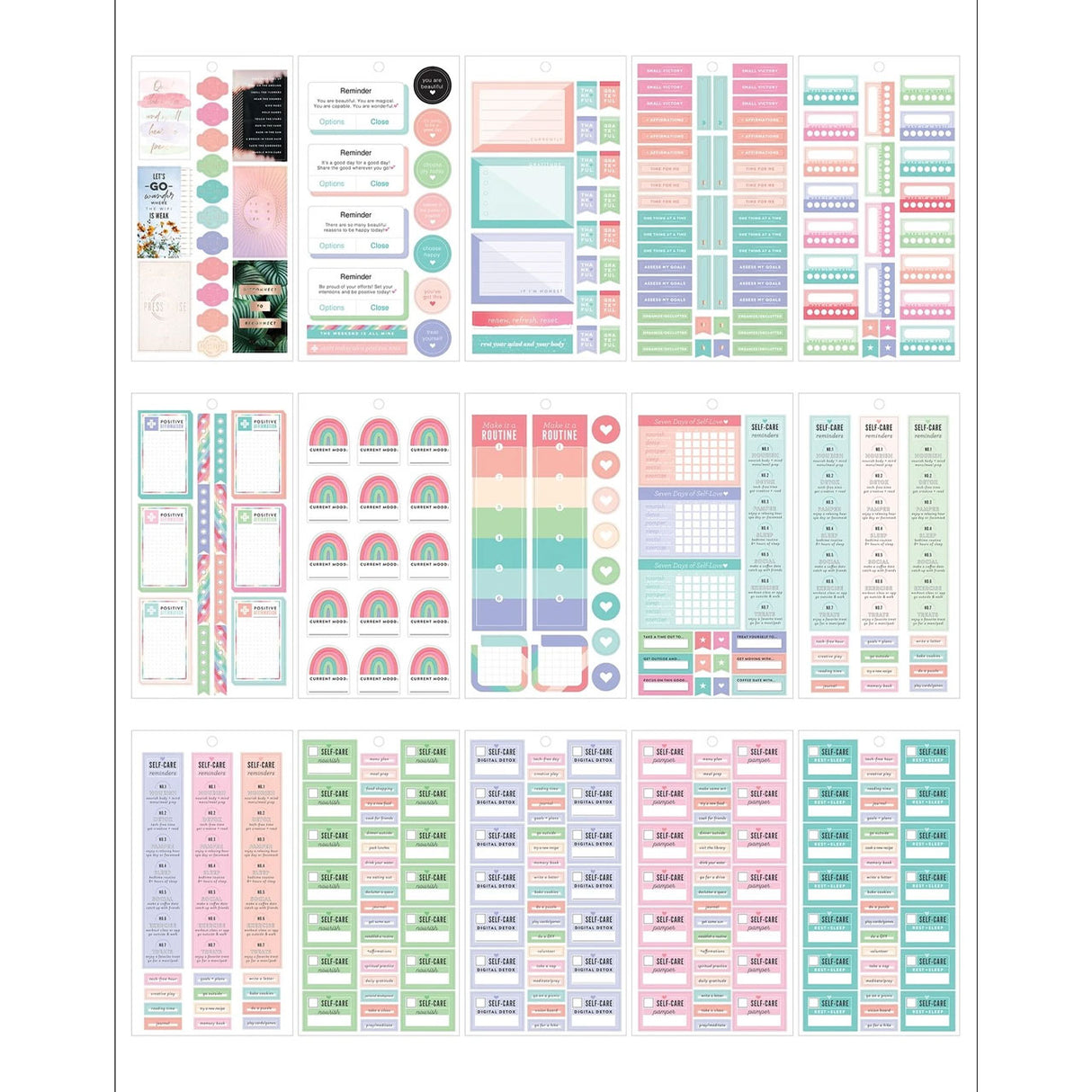 Happy Planner Classic Mental Health Prompts Stickers Value Pack