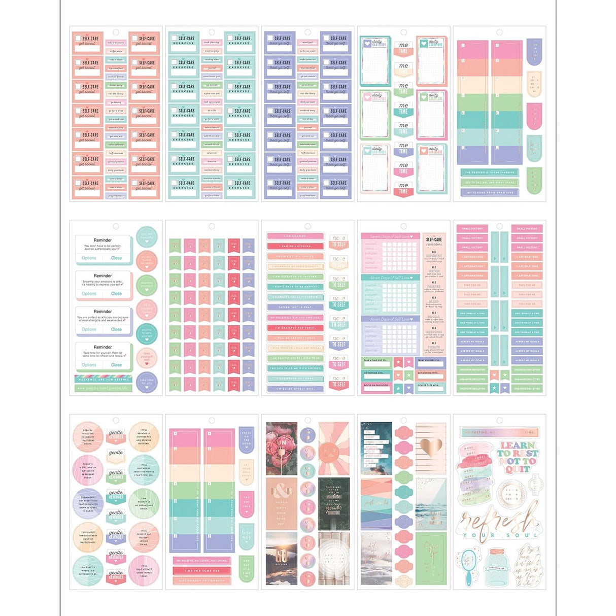 Happy Planner Classic Mental Health Prompts Stickers Value Pack