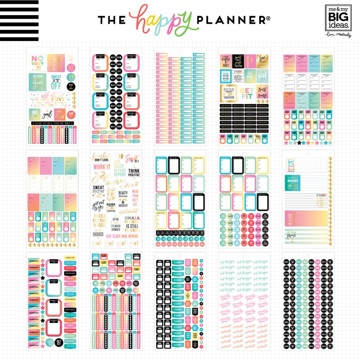 Happy Planner Mini Work it Out Stickers Value Pack