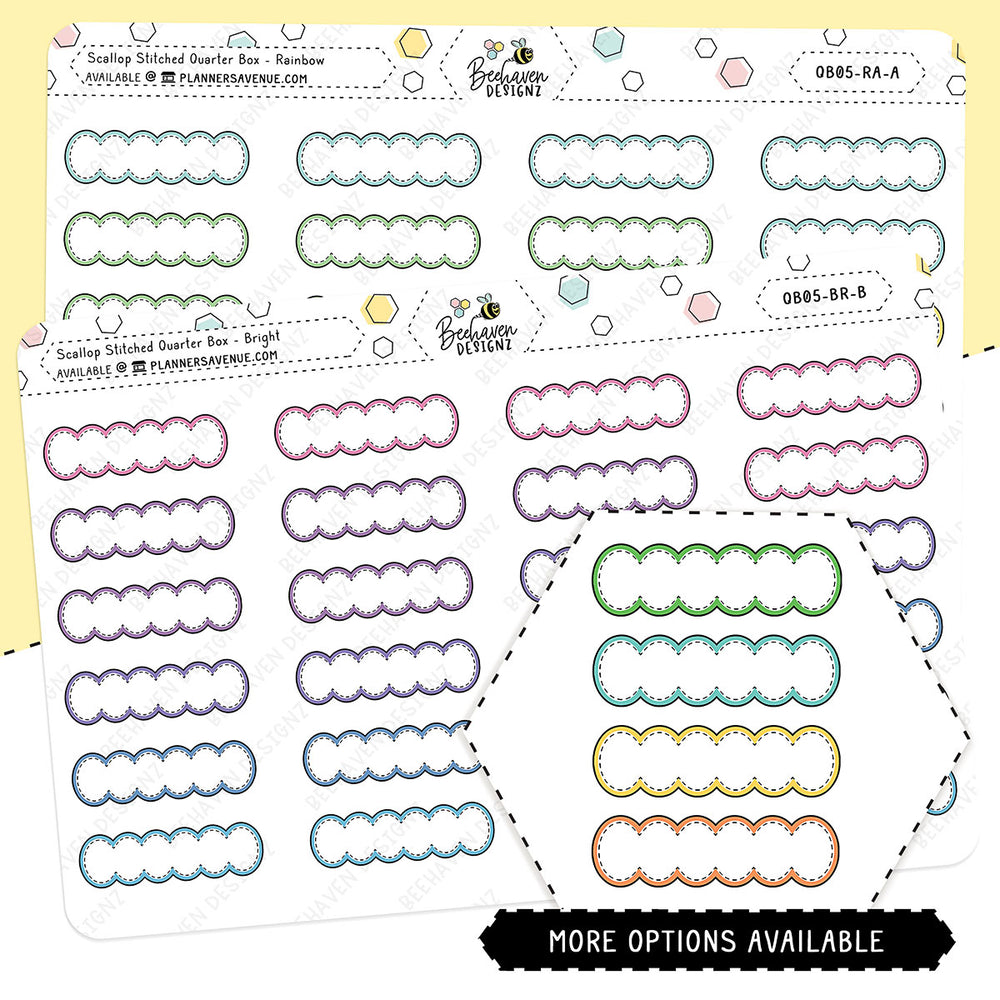 Scallop Stitched Quarter Box Planner Stickers