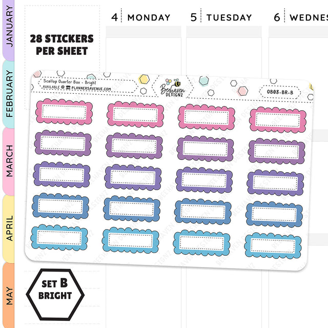 Scallop Quarter Box Planner Stickers