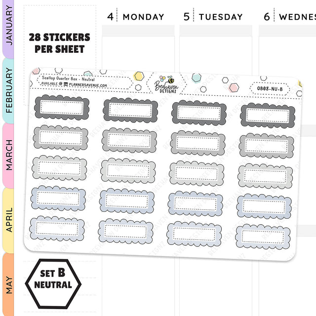 Scallop Quarter Box Planner Stickers