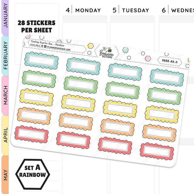 Scallop Quarter Box Planner Stickers