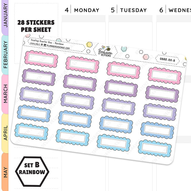 Scallop Quarter Box Planner Stickers