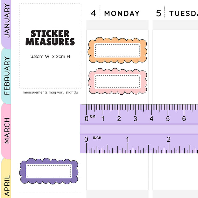 Scallop Quarter Box Planner Stickers