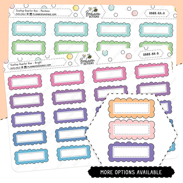 Scallop Quarter Box Planner Stickers