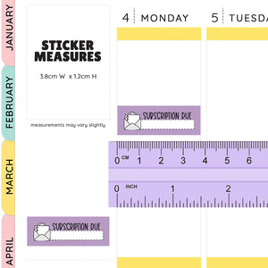 Subscription Due Planner Stickers