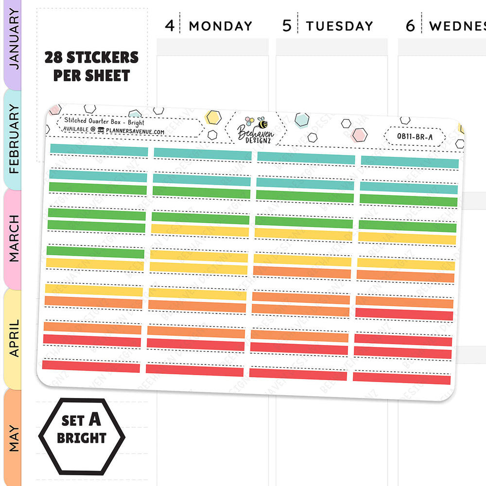 Stitched Quarter Box Planner Stickers