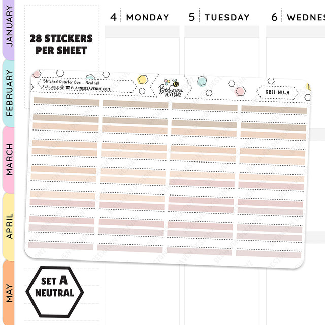 Stitched Quarter Box Planner Stickers