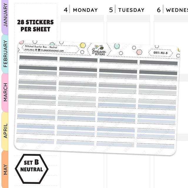 Stitched Quarter Box Planner Stickers