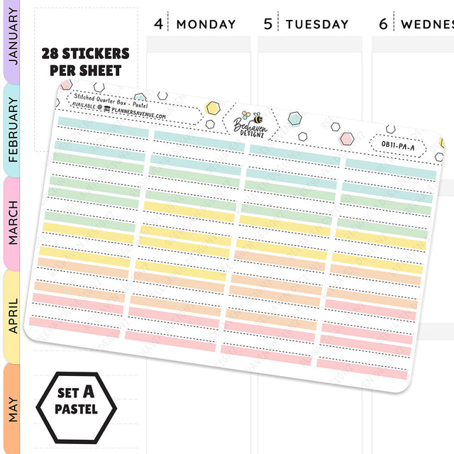 Stitched Quarter Box Planner Stickers