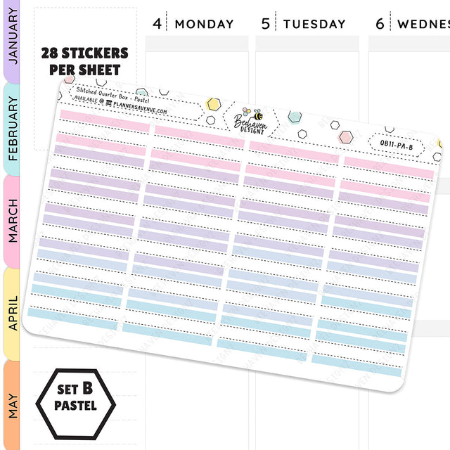 Stitched Quarter Box Planner Stickers