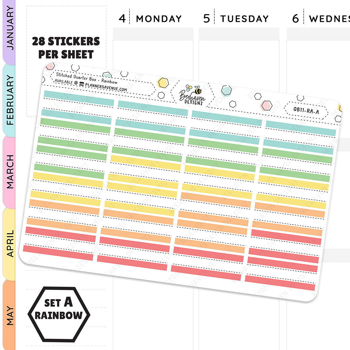 Stitched Quarter Box Planner Stickers