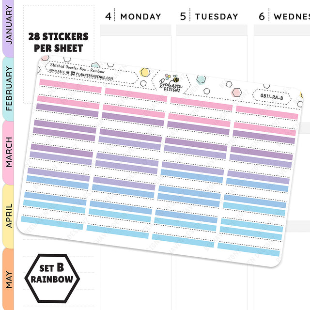 Stitched Quarter Box Planner Stickers