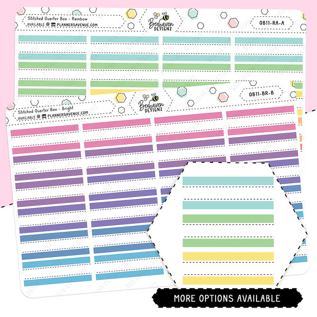 Stitched Quarter Box Planner Stickers