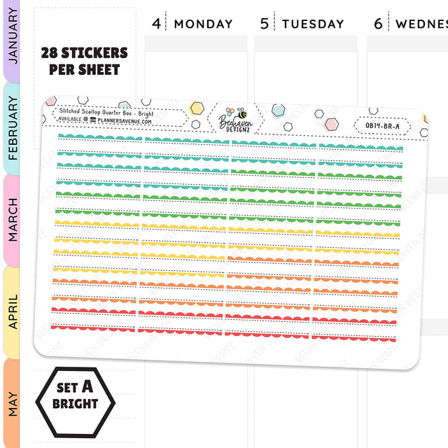 Stitched Scallop Quarter Box Planner Stickers