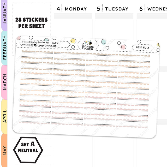 Stitched Scallop Quarter Box Planner Stickers