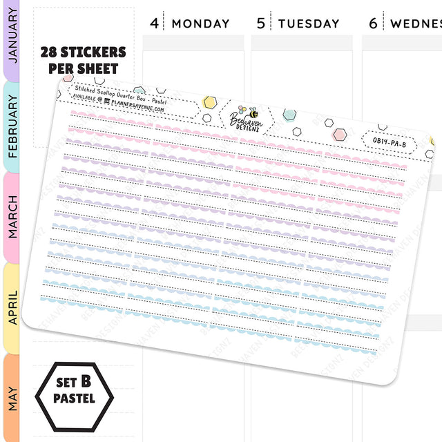 Stitched Scallop Quarter Box Planner Stickers