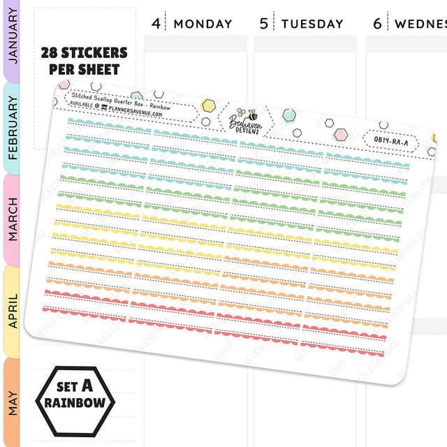 Stitched Scallop Quarter Box Planner Stickers