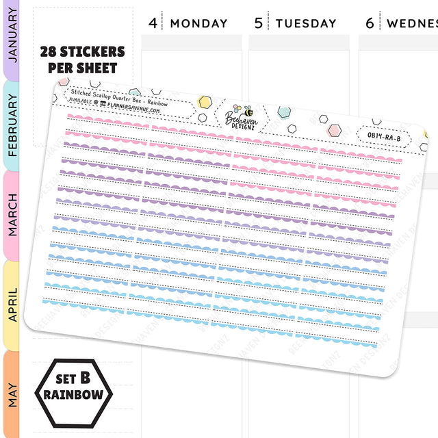 Stitched Scallop Quarter Box Planner Stickers