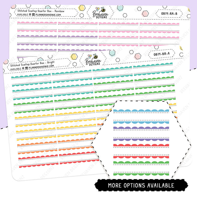 Stitched Scallop Quarter Box Planner Stickers