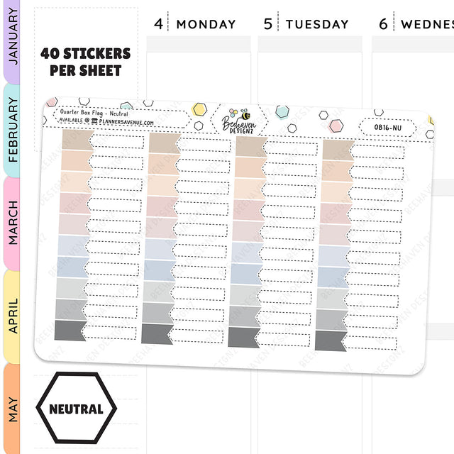 Quarter Box Flag Planner Stickers