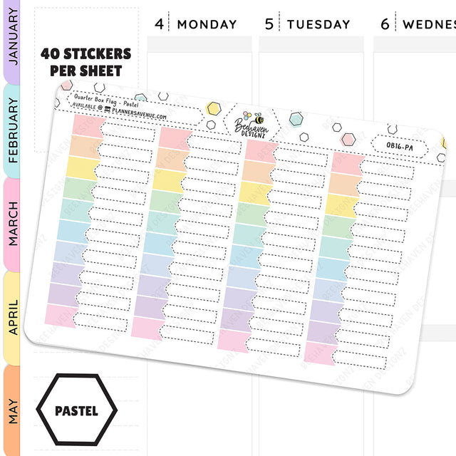 Quarter Box Flag Planner Stickers