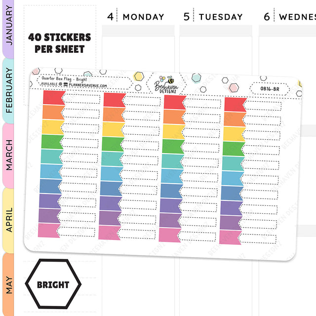 Quarter Box Flag Planner Stickers