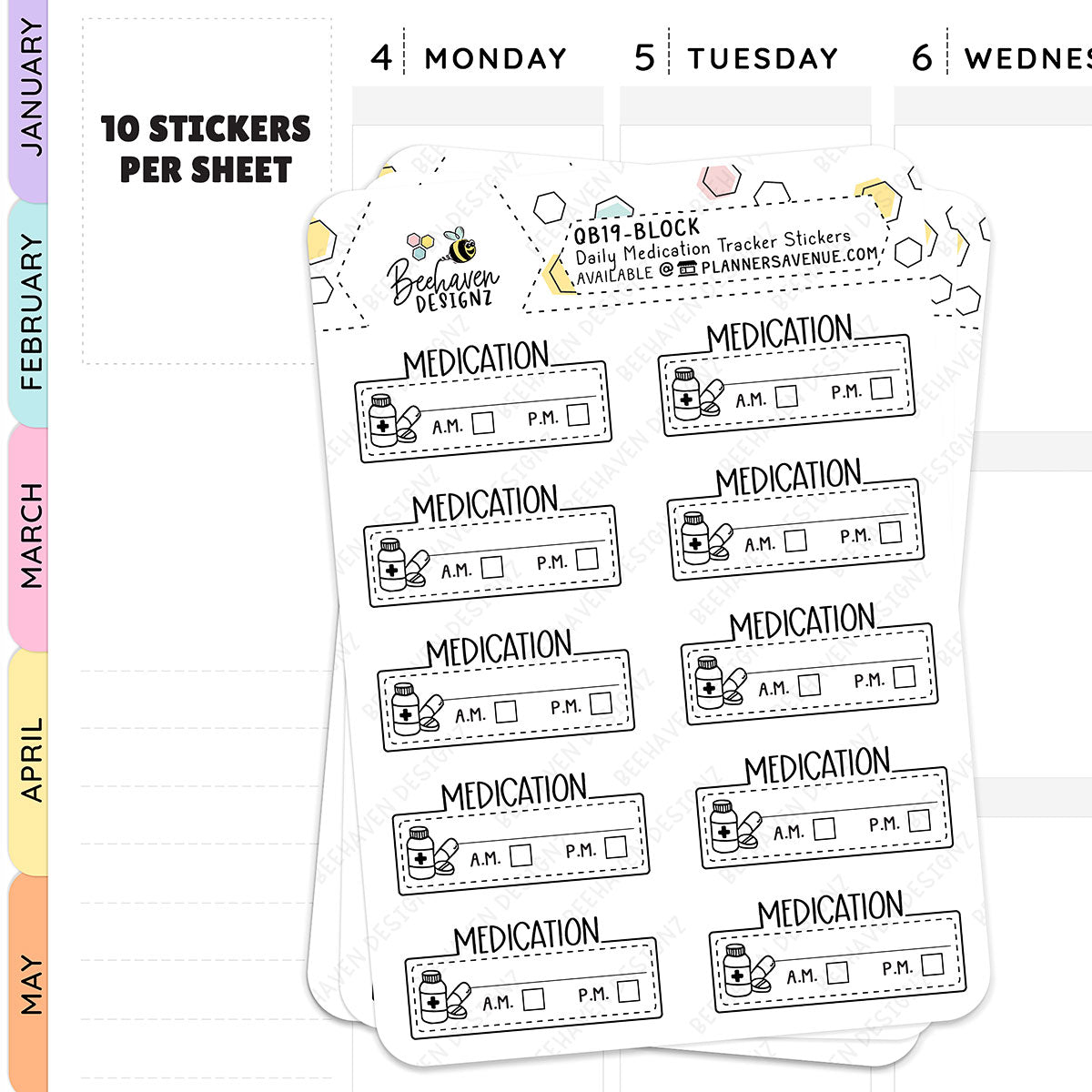 Daily Medication Block Tracker Planner Stickers