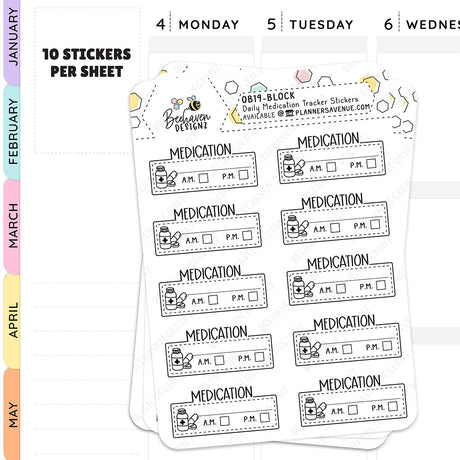 Daily Medication Block Tracker Planner Stickers