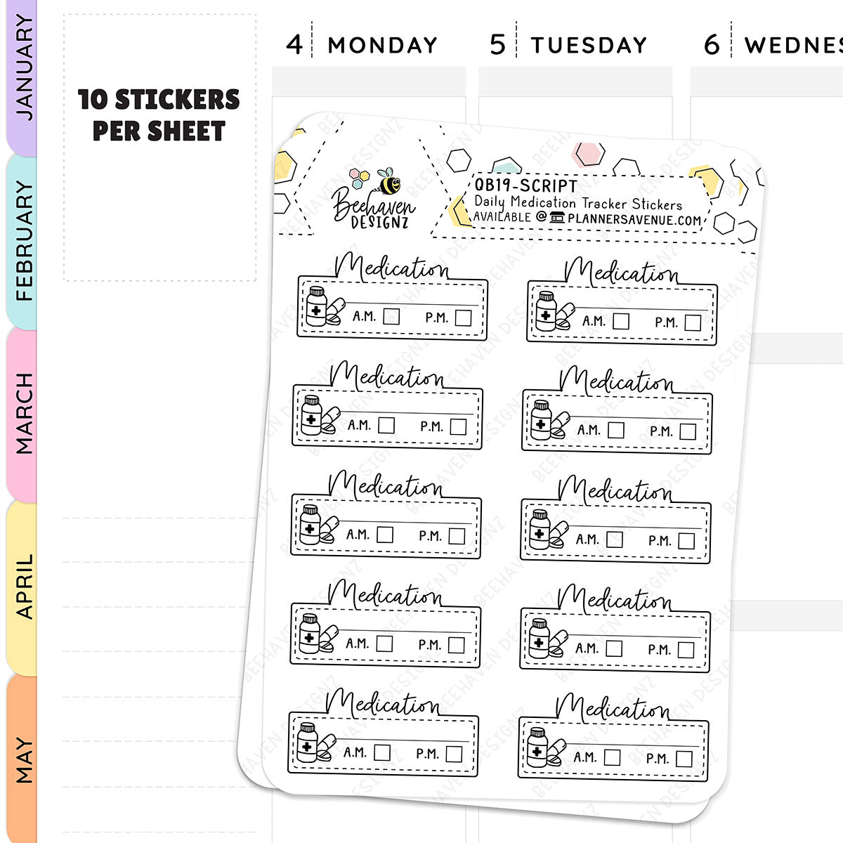 Daily Medication Script Tracker Planner Stickers