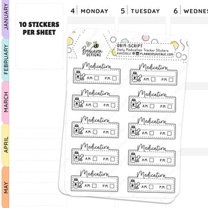 Daily Medication Script Tracker Planner Stickers