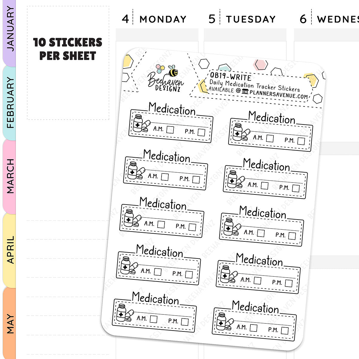 Daily Medication Write Tracker Planner Stickers