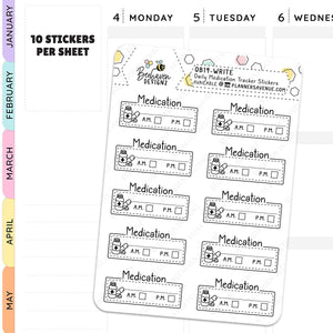 Daily Medication Write Tracker Planner Stickers