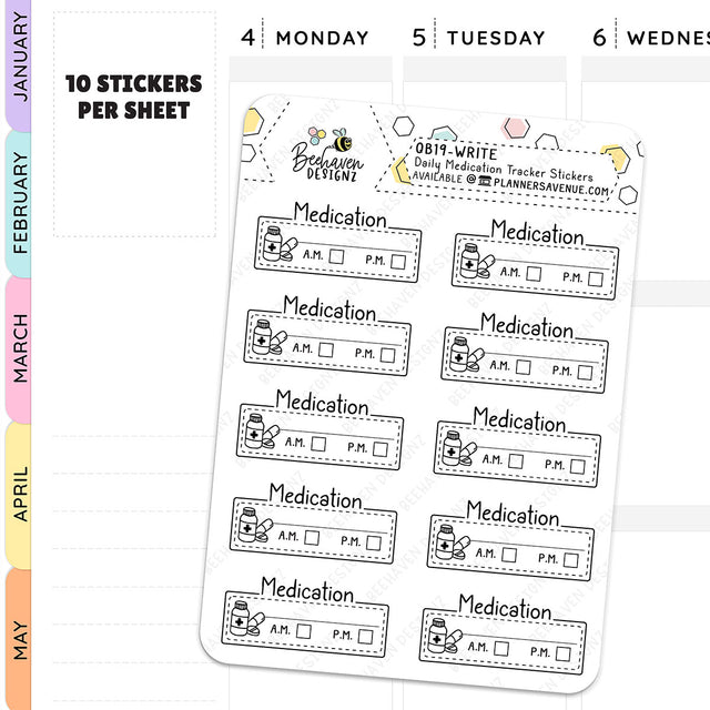 Daily Medication Write Tracker Planner Stickers