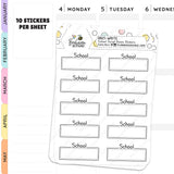 School Script Boxes Planner Stickers