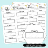 School Script Boxes Planner Stickers