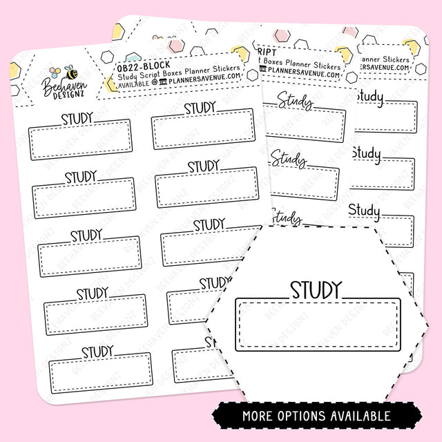 Study Script Boxes Planner Stickers