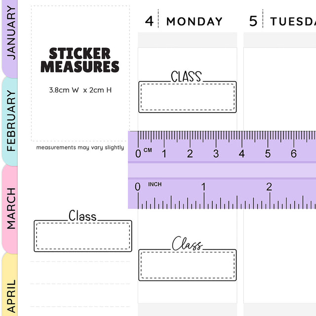 Class Script Boxes Planner Stickers