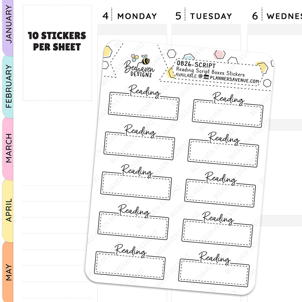 Reading Script Box Planner Stickers