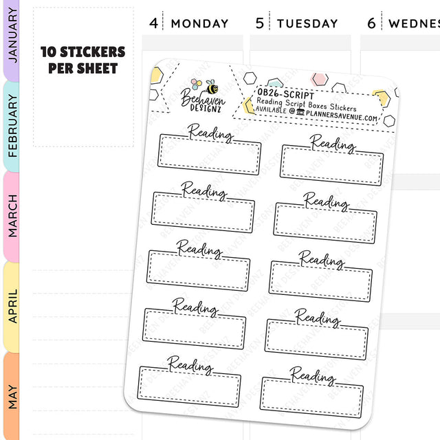 Reading Script Box Planner Stickers