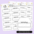Workshop Script Box Planner Stickers