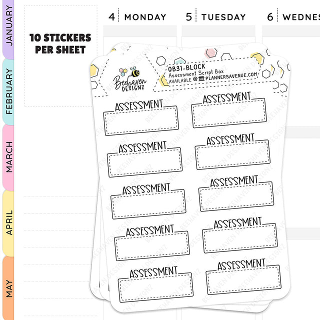 Assessment Script Box Planner Stickers