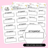 Assignment Script Box Planner Stickers