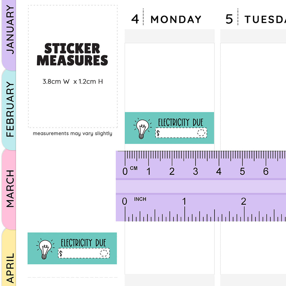 Electricity Bill Due Quarter Box Stickers