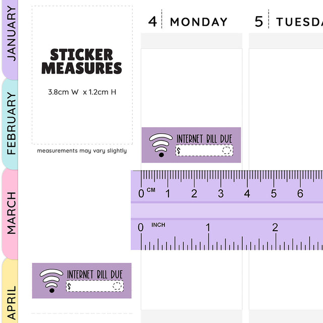 Internet WiFi Bill Due Quarter Box Stickers