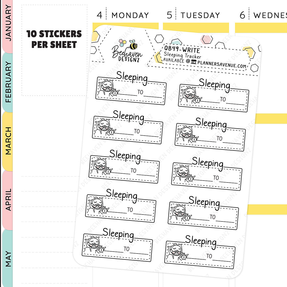 Sleep Tracker Planner Stickers