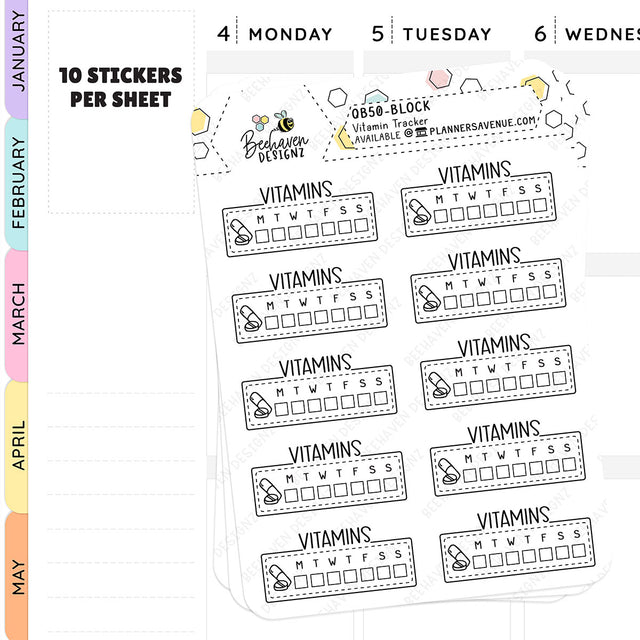 Vitamin Tracker Planner Stickers